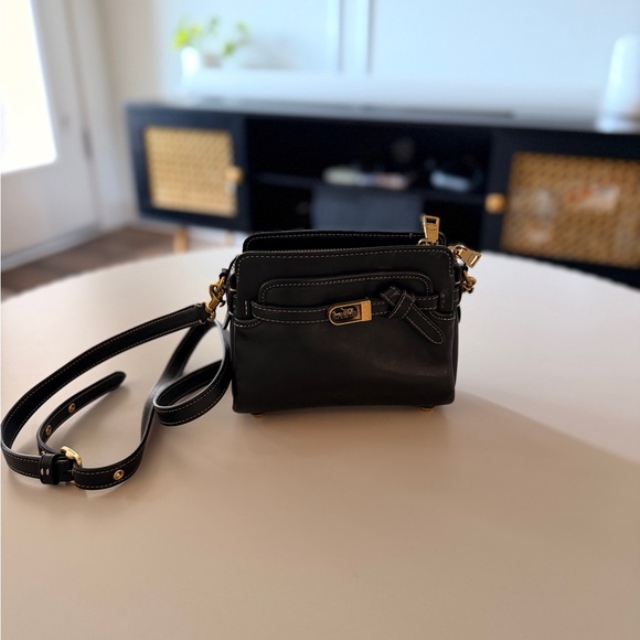Coach Black Leather Crossbody Camera Bag with Gold Hardware - Picture 1 of 5